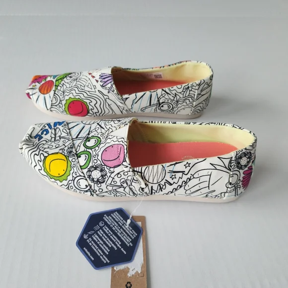 TOMS Ortholite Slip-On Graphic and Colorful Womens Canvas Shoes, Size 6.5 - Picture 3 of 12